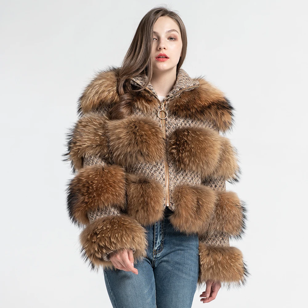 Jancoco Max натуральный мех енота куртки Женская мода натуральный мех пальто с длинным рукавом зимние женские пальто S7458