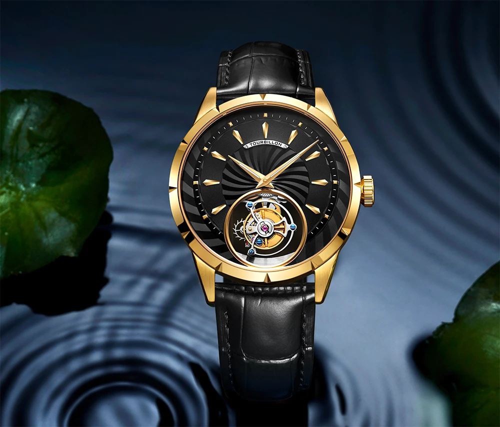 Брендовые роскошные механические часы Tourbillon, мужские наручные часы с ручным подзаводом, светящиеся сапфировые часы в подарок