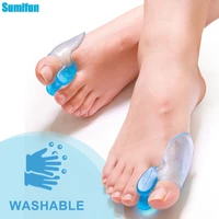 2pcs blue soft silicone toe separator big toe separator overlapping relief hallux valgus pain bunion spacers thumb corrector