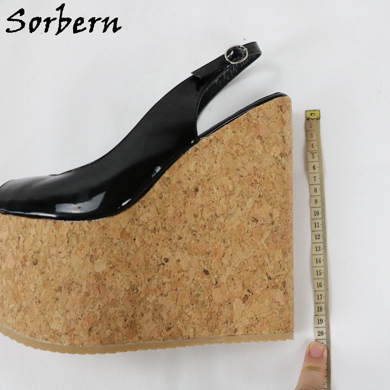 Sorbern/черные лакированные туфли с ремешком на пятке Туфли высоком каблуке и