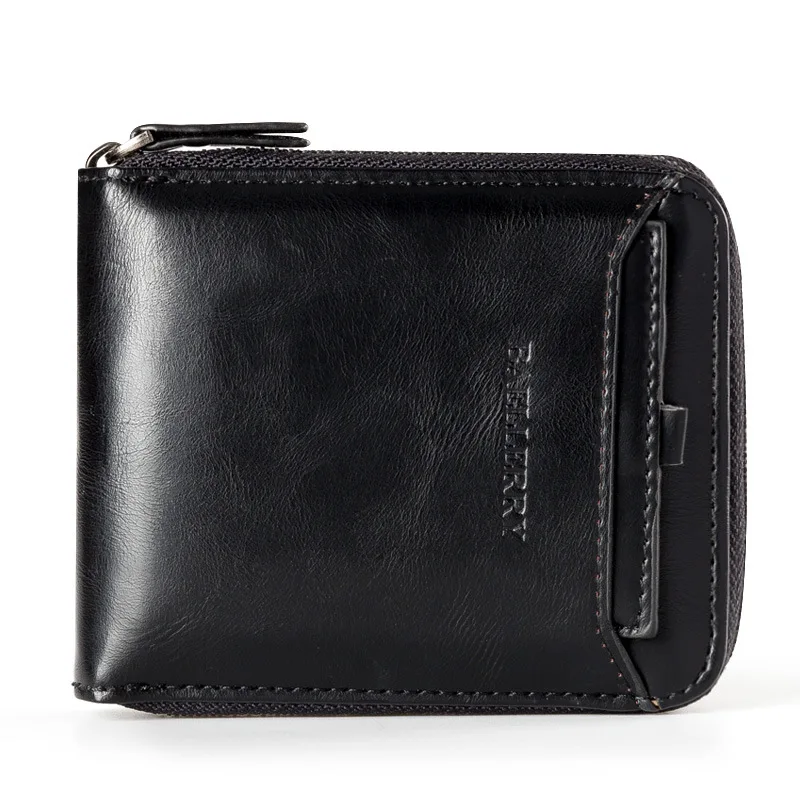 Hot Selling Men Short Wallet Retro Horizontal Zipper Wallet Card Holder Young Man Business Wallet Coin Purse