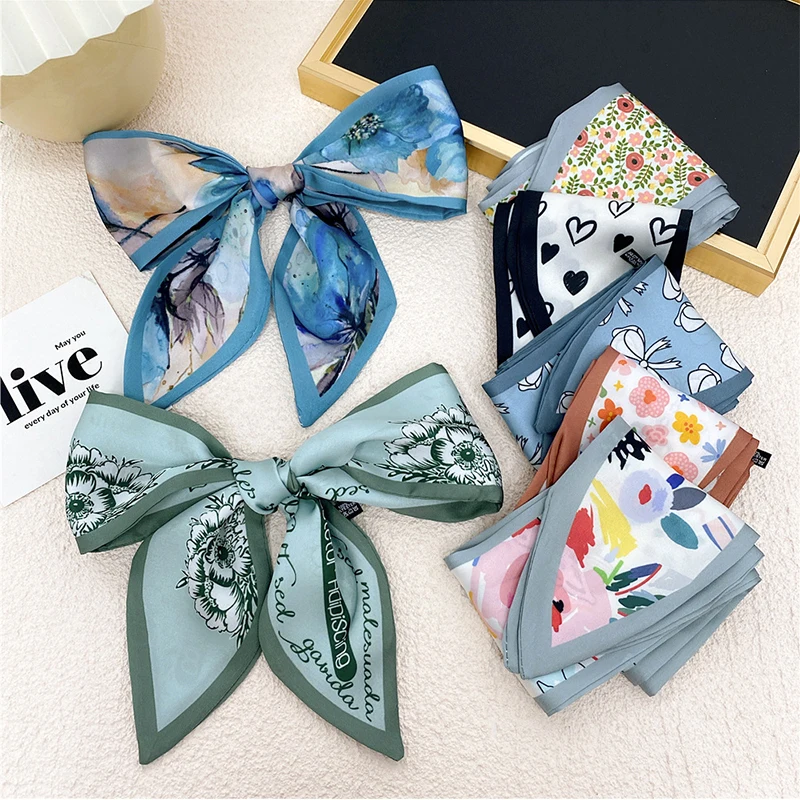 

Модный многофункциональный длинный шелковый шарф, Женский узкий длинный шейный платок, повязка для волос, Женский облегающий шарф, повязка на голову для женщин