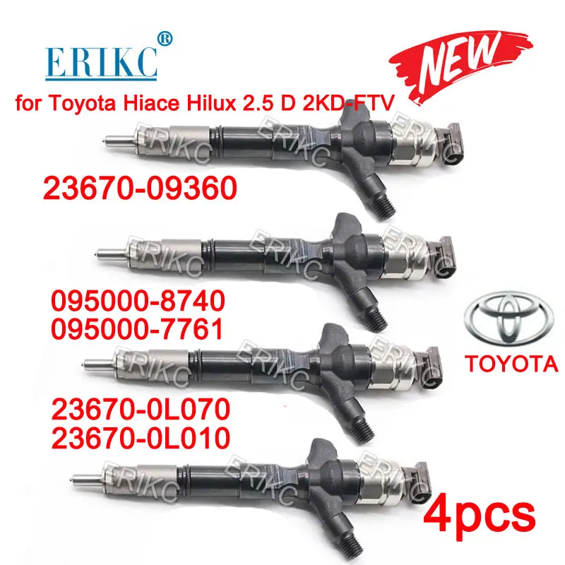 Инжектор 2KD-FTV 23670-09360 для инъекции DENSO Diesel TOYOTA HILUX 23670-0L070 095000-8740 095000-7761 HIACE V2.5 D4D 4 шт. -