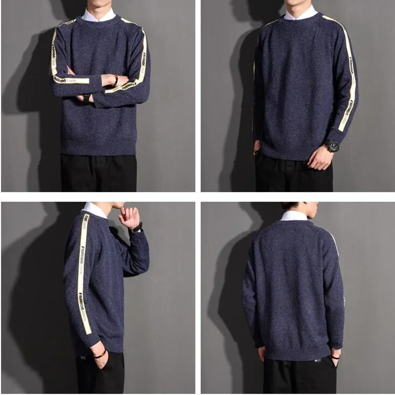 Мужской зимний Новый Повседневный пуловер мужской модный свитер с круглым