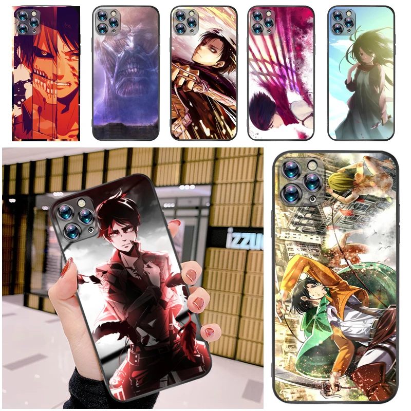 

Attack On Titan Mikasa Ackerman Eren Jager Armin Arlert Levi Phone Case For iPhone 12 Pro MAX Mini SE 2020 Carcasa Soft TPU