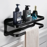 30cm black bathroom wall shelf space aluminum shower basket shelves bathroom shampoo holder kitchen storage rack accessories
