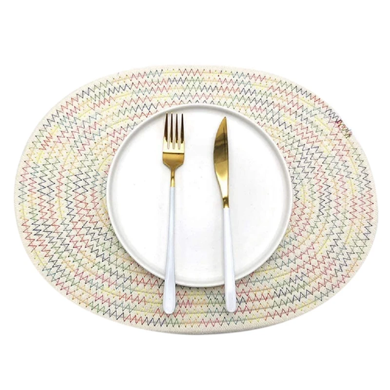 Овальные коврики под тарелки градиентные плетеные для стола термостойкие с