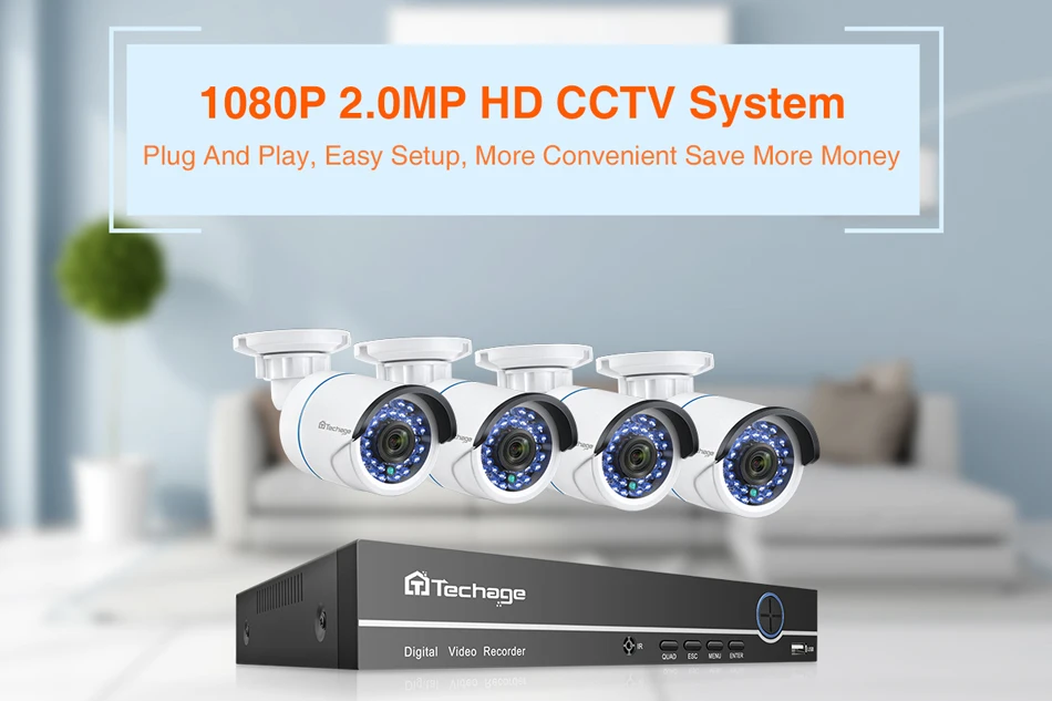 Techage H.265 8CH 1080P POE NVR комплект системы видеонаблюдения 2MP аудио ip-камера ИК Открытый P2P Onvif комплект видеонаблюдения 1 ТБ HDD
