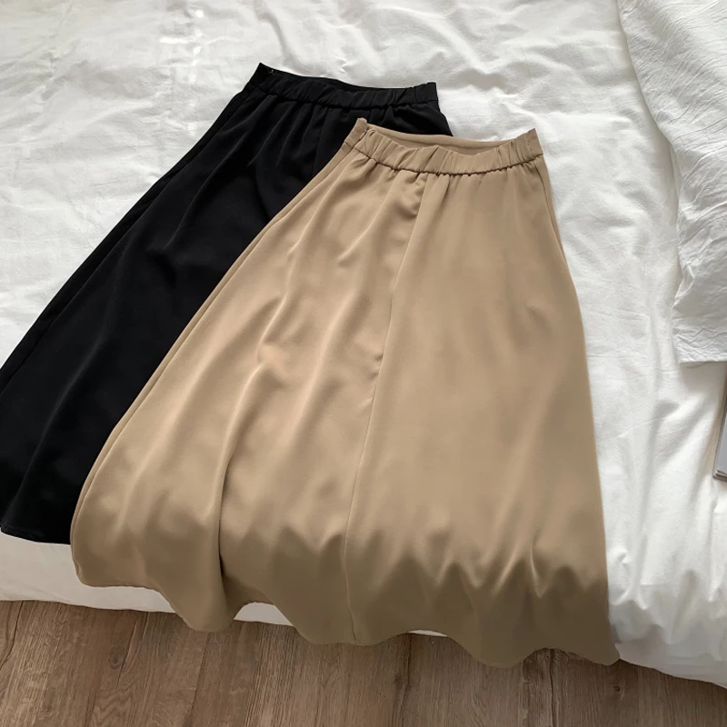 

Spring and summer women's casual solid color high waist skirt