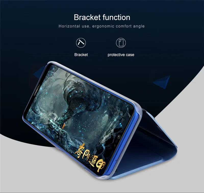 for oppo realme 7 8 8i case luxury leather protection phone cover for realme v5 v13 q3 5g smart mirror flip stand standing cases free global shipping