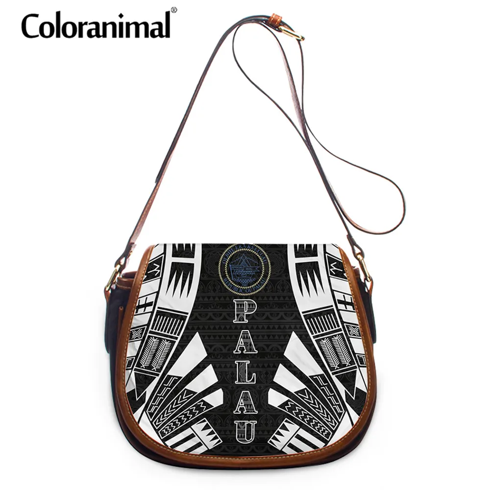 

Coloranimal Fashion Women Mini Top-Handle Bag Palau Polynesian Printing Crossbody Bag for Ladies PU Shoulder Bag Saddle Bolsa