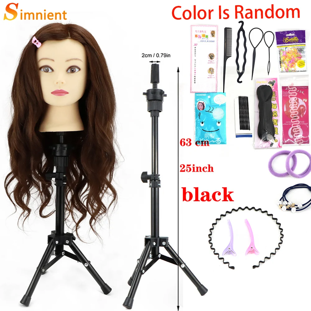 

Mannequin Training Head With Adjustable Tripod For Hairstyles 85% Human Hair Training Doll Head For Braiding Hairdressing Head