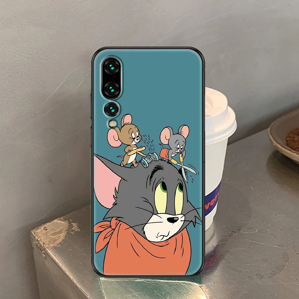 

Cute Mouse And Cat Phone case For Huawei P Mate P10 P20 P30 P40 10 20 Smart Z Pro Lite 2019 black pretty prime silicone