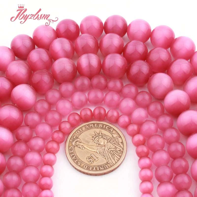 

Smooth Plum Round Cat Eye Cyrstal Glass Stone Beads 6.8.10.12mm for DIY Women Men Necklace Bracelet Jewelry Making 15" Wholesale
