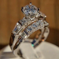 crystal engagement hot sale rings for women 3a white zircon cubic elegant rings female wedding jewelry