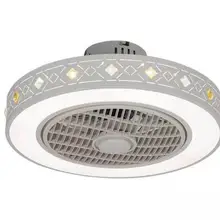 Modern minimalist white painted iron ceiling fan light crystal decorative acrylic LED lighting dimmable bedroom fan lamp AC220