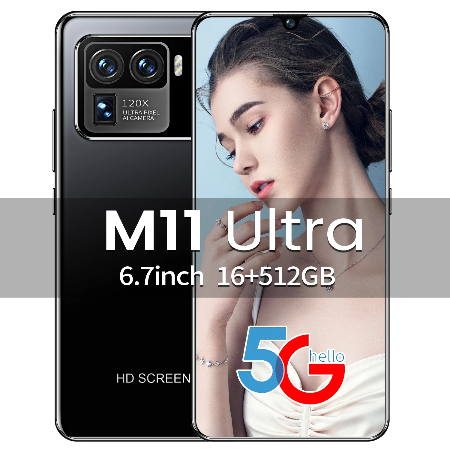 

2021 New XiaoM11 Ultra Mobilephone 16+32MP 5G LTE 10 Core Smartphone 6.7 Inch HD Screen 6800mAh Cellphone Face Fingerprint ID