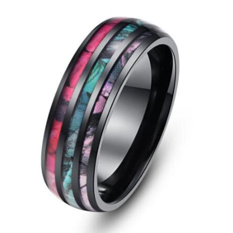 8 мм Гавайский Коа древесины и раковина абалона Кольца из нержавейки обручальные