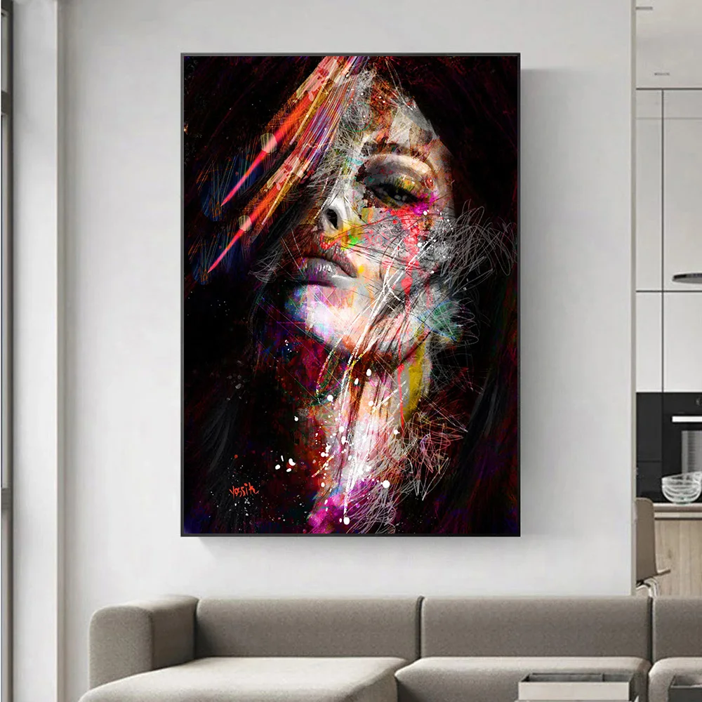

Abstract Wall Art Picture Canvas Painting Girl Face Canvas Oil Painting Wall Picture Poster Print For Living Room Home Decor Art