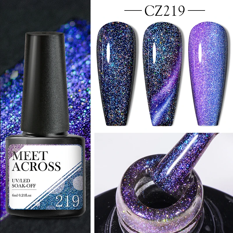 

Meet Across Flowing Cat Magnetic Gel Nail Polish Semi Permanent Glitter Spar Magnetic Nail Gel Soak Off UV Gel Nail Art Gel