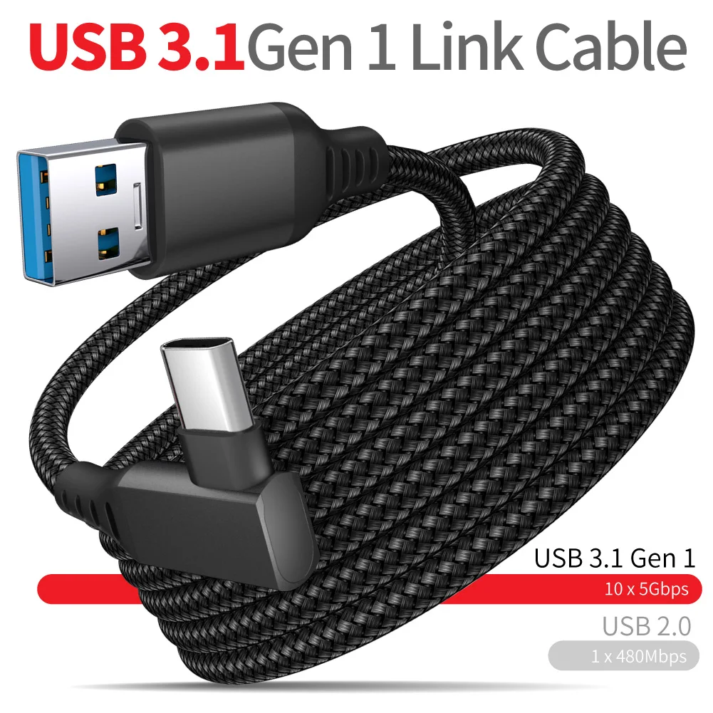 

For Oculus Link USB- C Steam VR Quest 2 Type- C 3.1 Quick Charge Data Cable Elbow Selectable 3m 5m 6m For Oculus Quest 2