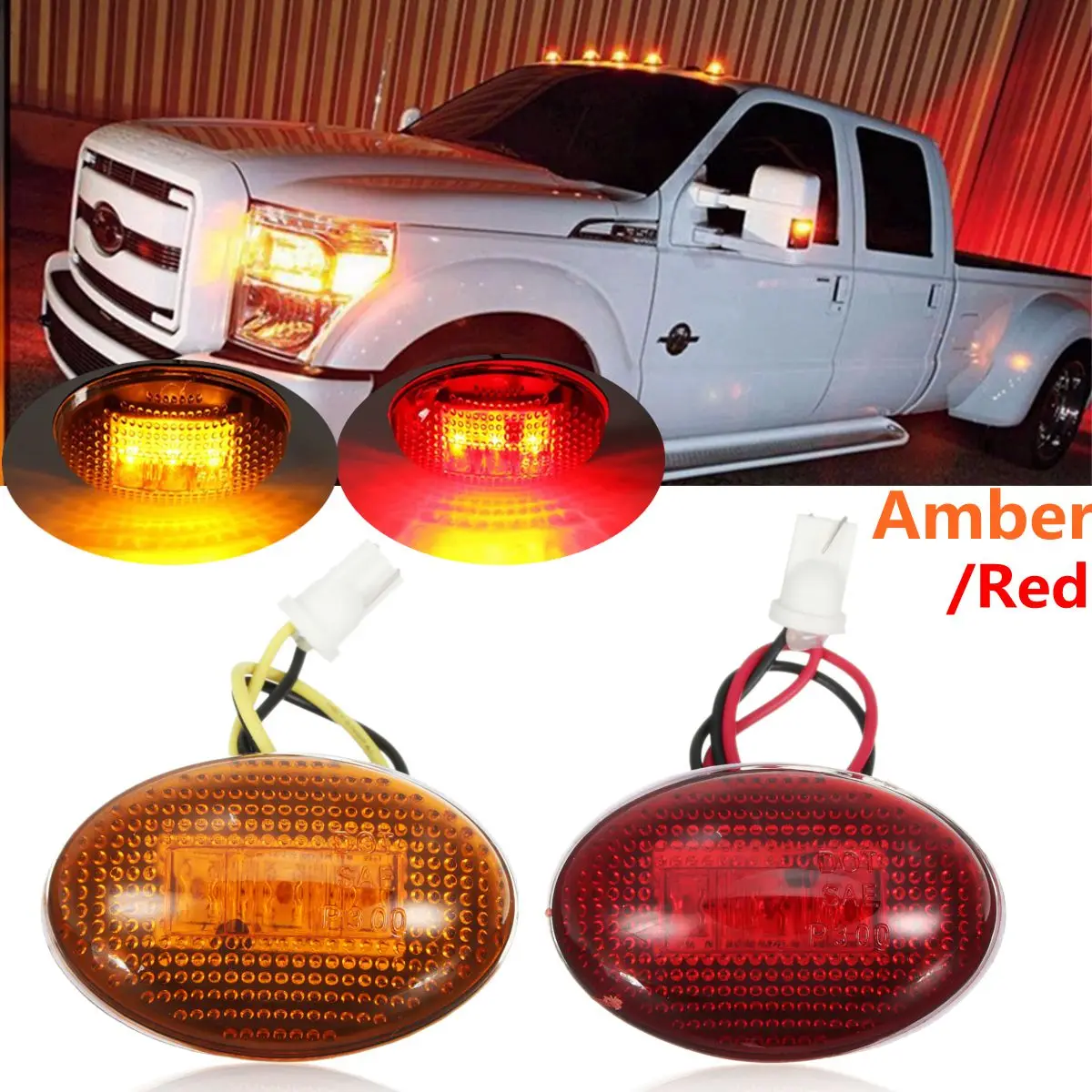 

Желтые, красные, прозрачные линзы 3 светодиодные, боковые, габаритные фонари, комплект для пикапа серии Ford F-350, сигнаПредупреждение ПА 10-30 в