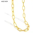 Женское колье с геометрической цепочкой ANDYWEN, чокер из стерлингового серебра 925 пробы с прямоугольной цепочкой, роскошное украшение для свадьбы, 2020