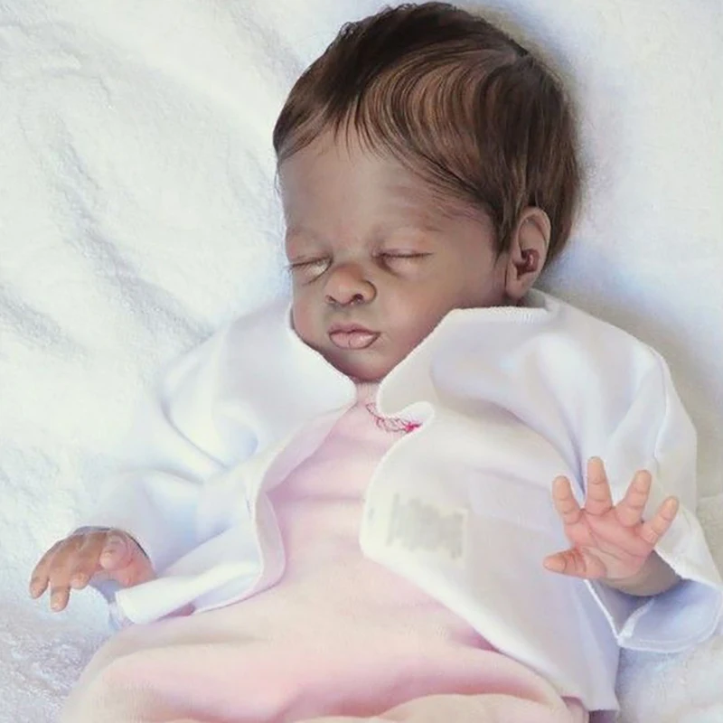 

16-дюймовая кукла-реборн в комплекте, американская черная кожа, для новорожденного, мягкая на ощупь, необработанная кукла, комплект кукол-реб...