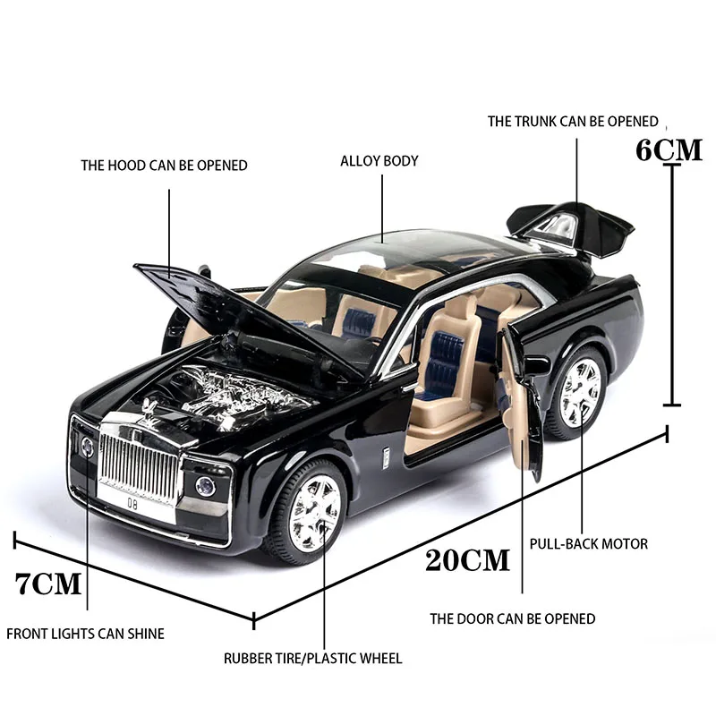 Литая под давлением модель автомобиля Huiying Phantom 1:24 из металлического сплава
