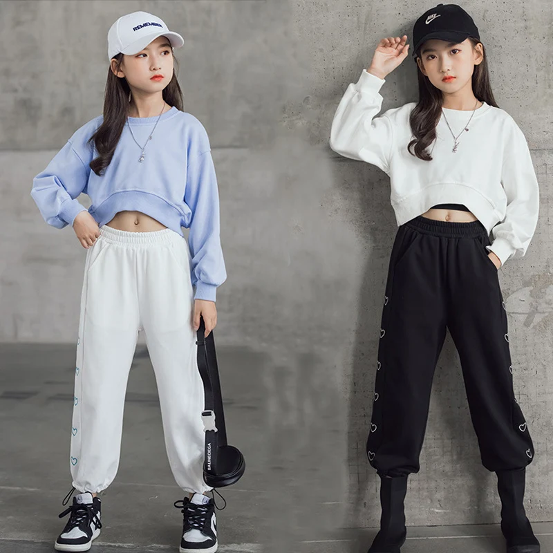 

Свитшот детский, для девочек-подростков, белый, черный, синий, весна-осень, 2022