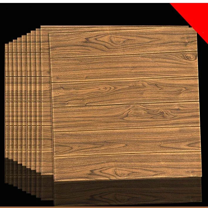 

3d Wood Wall Stickers Home Decoration Pe Foam Waterproof Wall Covering Self-adhesive Wallpaper Living Room Bedroom 3d Wall Panel