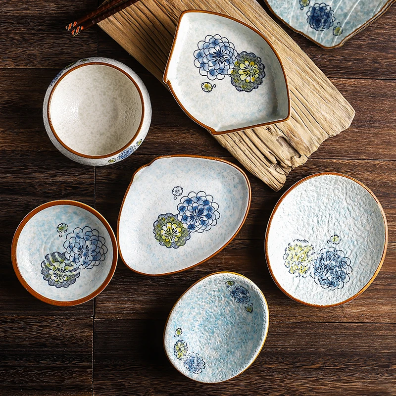 

FANCITY Japanese-style personality shaped bowls household irregular ceramic tableware breakfast bowls soup bowls dessert dishes