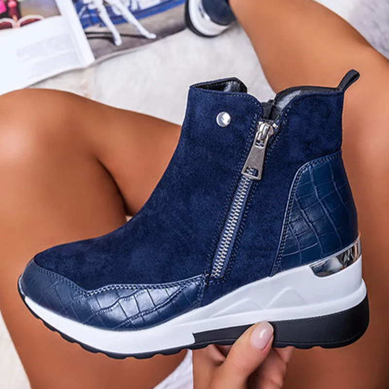 MCCKLE Women Sneakers Fashion Wedges Ladies Ankle Boots Women's Casual Vulcanized Shoes Non-slip Zipper Female Footwear New | Обувь
