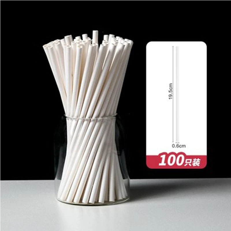 

100 Pieces Disposable Environmental Protection Paper Straw Degradable Paper Dinner Party Dessert Drink Straw