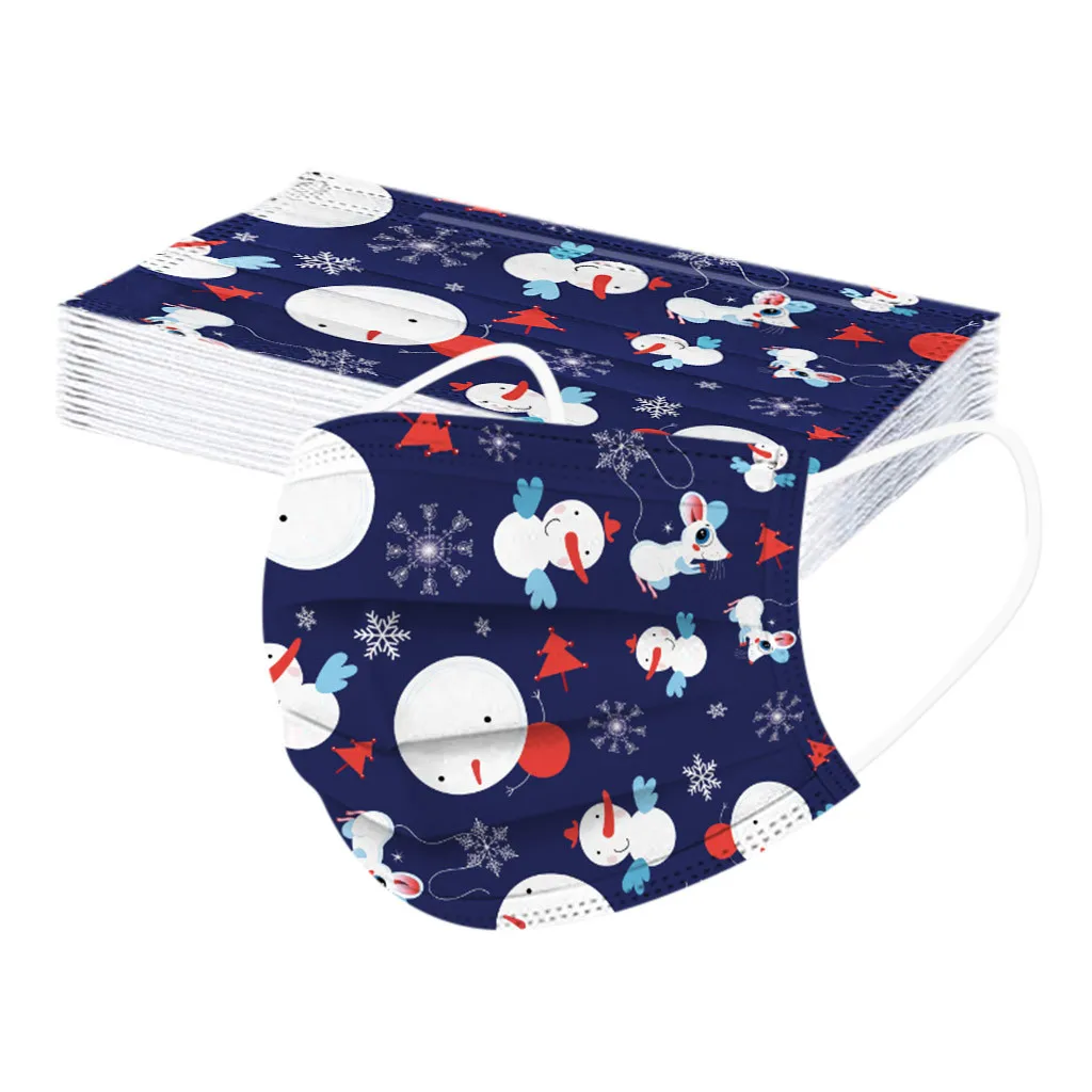 

20PCS Christmas Disposable Non-woven Face Mask Fashion Children Breathing Printing Design Mask Mouth Mask With Design Masque