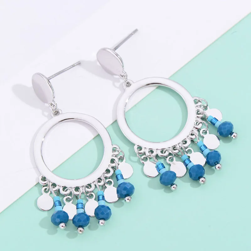 Shineland этнические Бусины круглые Висячие серьги для женщин женские 2020 Свадебные