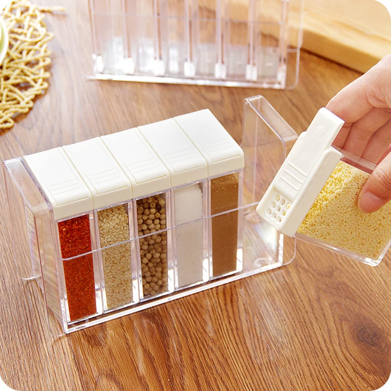 Прозрачный пластик 6 сеток коробка для хранения приправ контейнер мельница соли