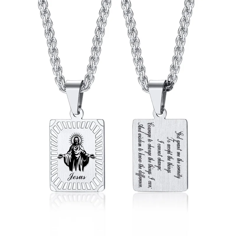 

Мужской Библейский стих, Молитвенное ожерелье, христианские ювелирные изделия, Церковь Иисуса, нержавеющая сталь, собачья бирка, подвеска д...