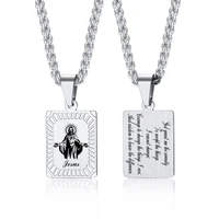 men bible verse prayer necklace christian jewelry church jesus stainless steel dog tag pendant for friends