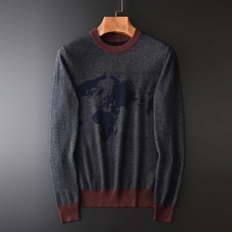 Minglu норковый кашемировый мужской свитер роскошный шерстяной жаккардовый с