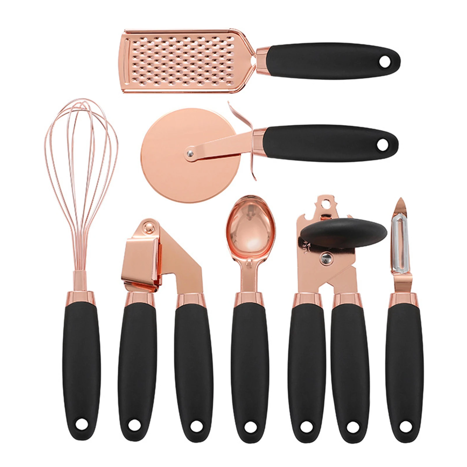

7pcs Cooking High End Kitchen Tool Set With Hole Grater Temperature Resistance Garlic Press Pizza Cutter Home Stainless Steel