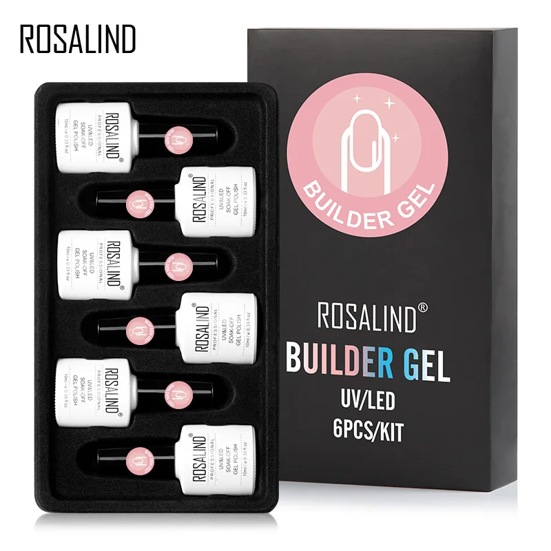 ROSALIND Builder Gel Kit Nail Art With Form Soak Off Hybrid Varnish Extension Semi Permanent UV Led Base Top | Красота и здоровье
