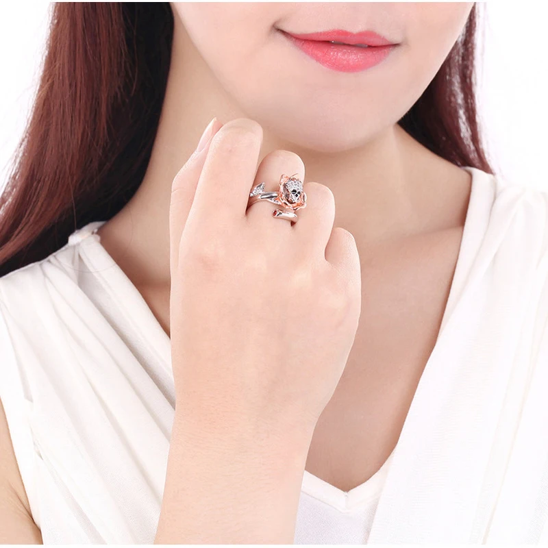 Новое изящное регулируемое женское кольцо в стиле панк с черепом розы хип-хоп