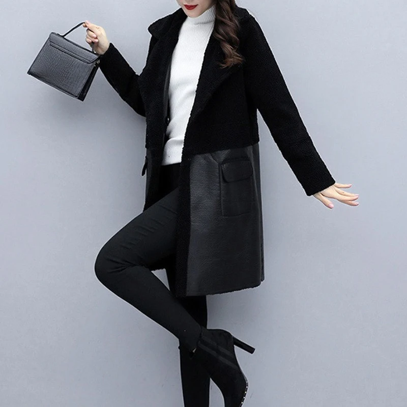 Куртка женская с бархатной подкладкой двусторонняя кожаная утепленная