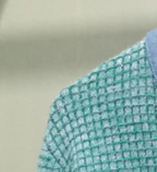 

2021 Spring and Summer New Women Sweater Metal Thread Round Neck Button Small Fresh Denim Stitching Knitted Cardigan Jacket