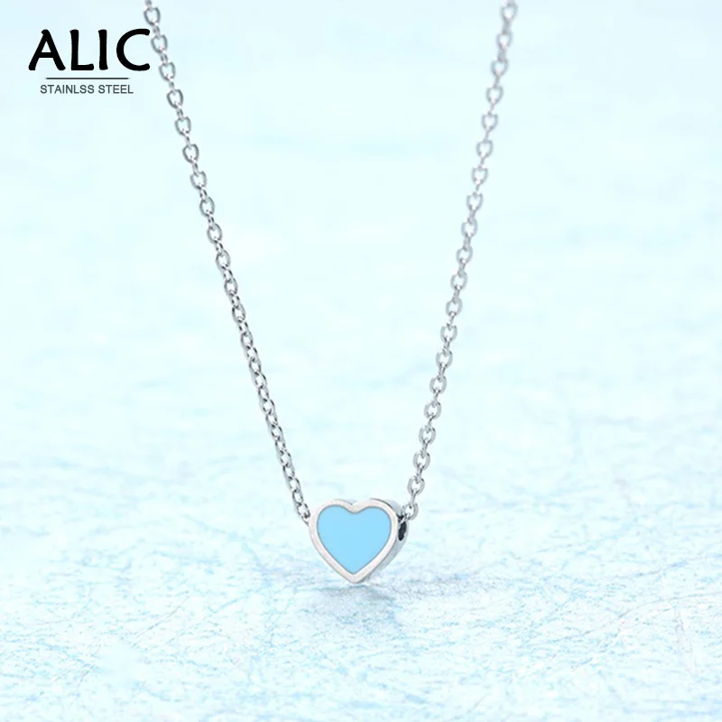 Сердечко серебряного цвета ожерелье для женщин из нержавеющей стали ожерелья