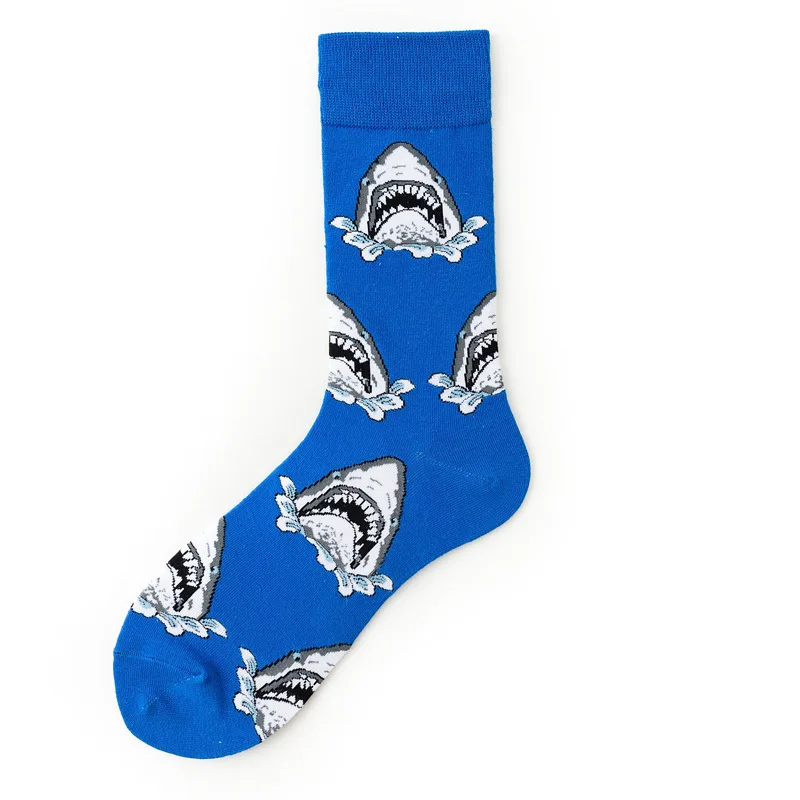 

SVOKOR Print Women Socks Cartoon Pattern Lobster Shark Tiger Head Whale Cloud Men Socks Hip Hop Unisex Funny Cotton Mid Socks