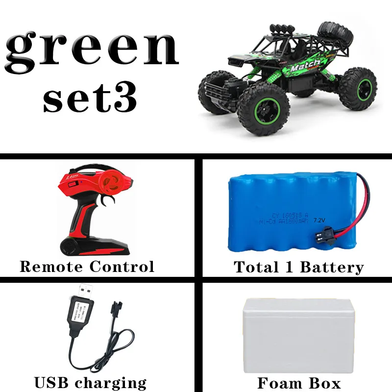 green large set 3 1:12 4WD RC автомобили обновленная версия 2,4G радиоуправляемые игрушечные машинки RC багги скоростные грузовики внедорожные Грузовики Игрушки для детей - Цвет: green large set 3