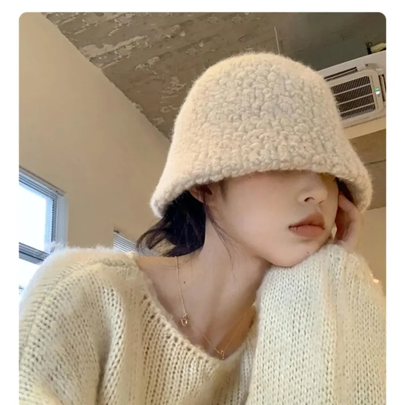 

Bucket Hat Women's Winter Felt Lambswool bucket hat designer Fall Winter Fashion Panama Hip Hop Hat for women fashion
