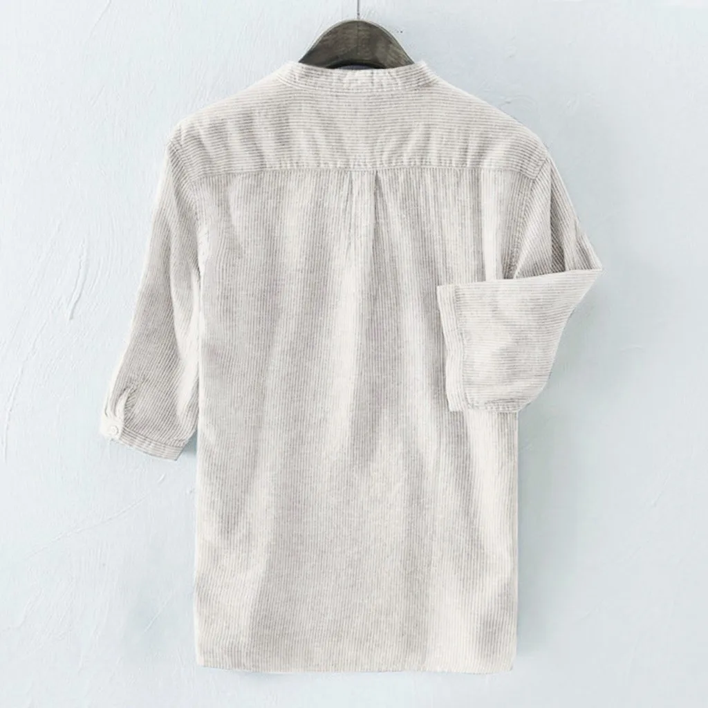 

Plus Sizer Solid Color Men's Home Tops Summer Button Linen Shirts Casual Half Sleeve Retro T Shirts Tops Blouse Clothing M-4XL